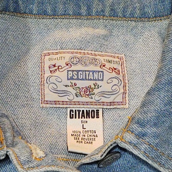 Vintage 90s PS GITANO Jean Vest Women's LARGE denim - Picture 2 of 7
